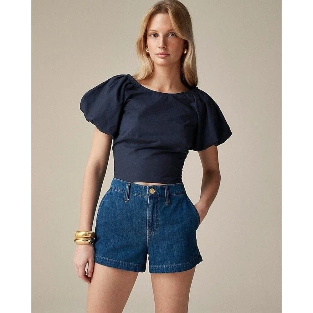 J.Crew Inez Fitted puff-sleeve top NWT Size 6